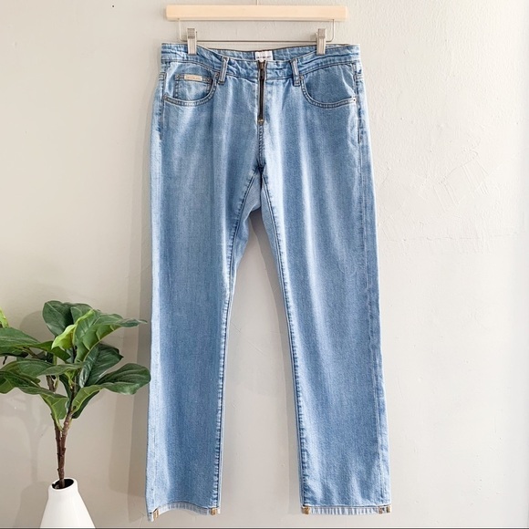 VTG Y2K Calvin Klein Unique Zip Up Straight Leg Light Wash Jeans Sz 7 Jrs - Picture 6 of 9